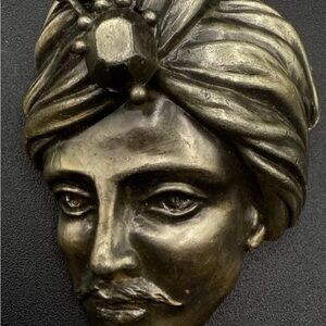 Bronze Turbaned Face Sculpture